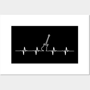 Bass Guitar Heartbeat T-shirt - Gift For Bassist Posters and Art